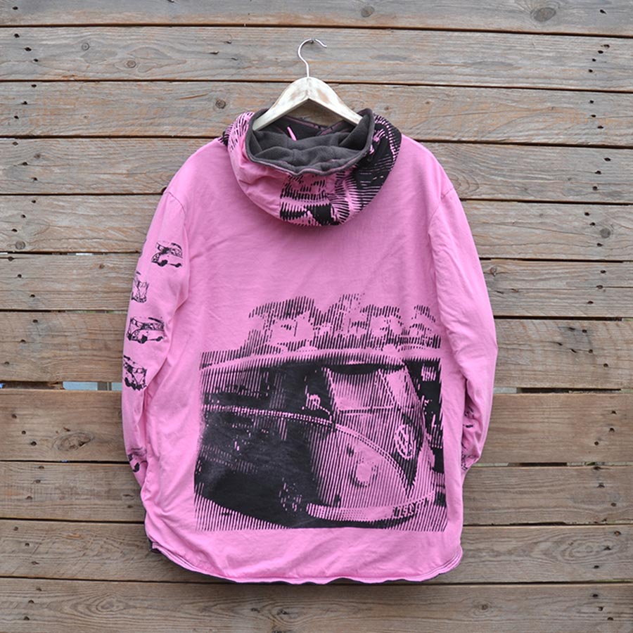 Back Men's reversible hoody in grey and candy