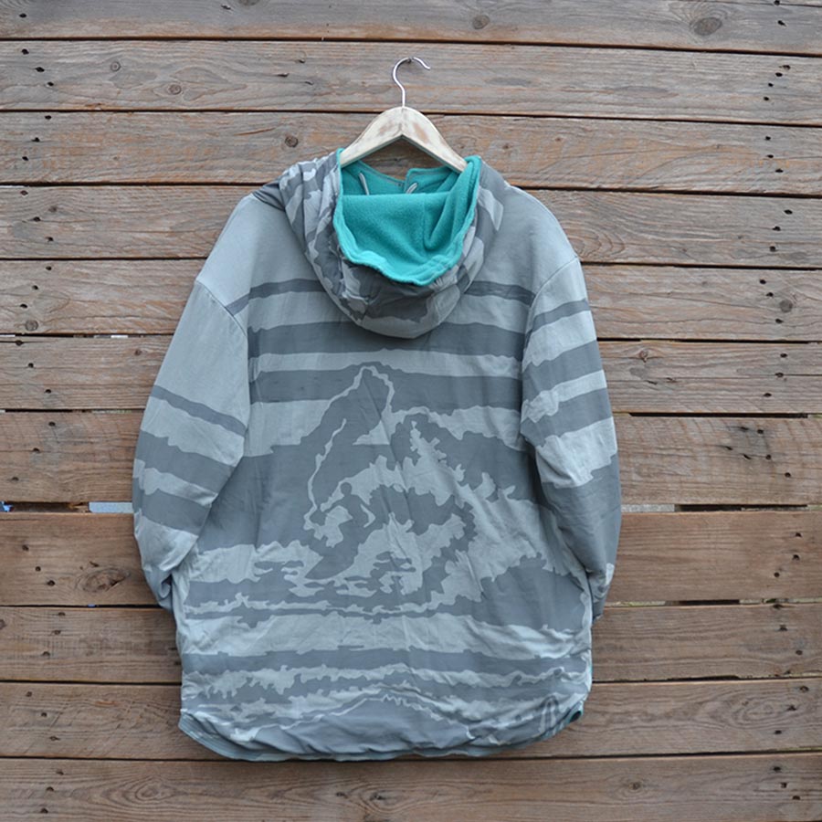 Largejade3 Men's reversible hoody size large in jade and grey