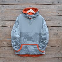 Men's large reversible hoody in orange/grey