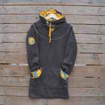 Women's hoody dress in grey and mustard, size 10