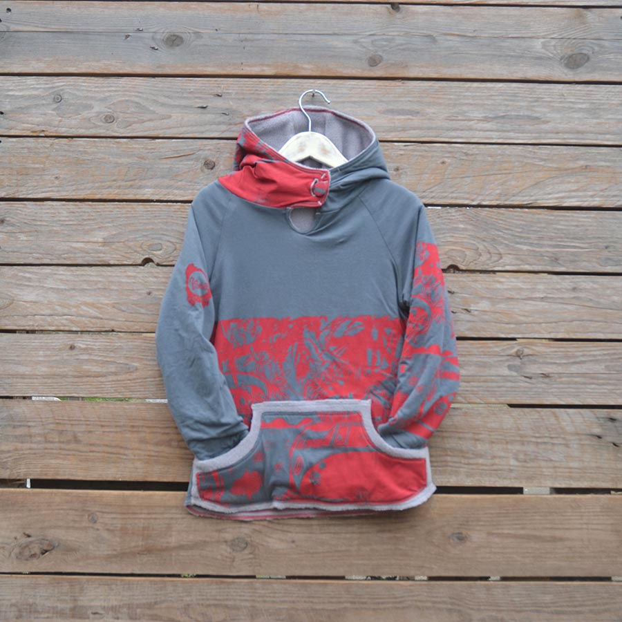 Front Kid's age 7 reversible hoody light/dark grey