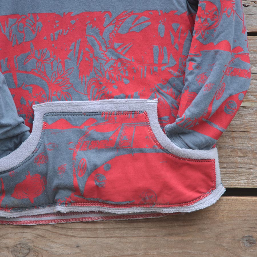Close up Kid's age 7 reversible hoody light/dark grey