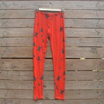 Printed leggings in burnt orange/grey