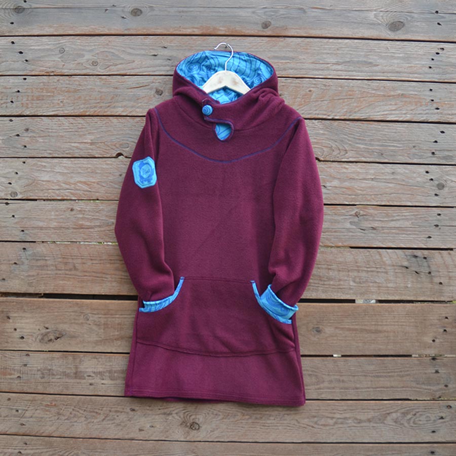 Front Hoody dress age 9 plum