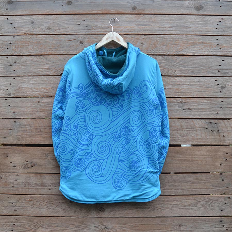 size-12-teal-waves-3 Women's reversible hoody in teal/turquoise - size 12