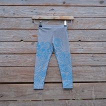 Kid's printed leggings in light grey/ turquoise