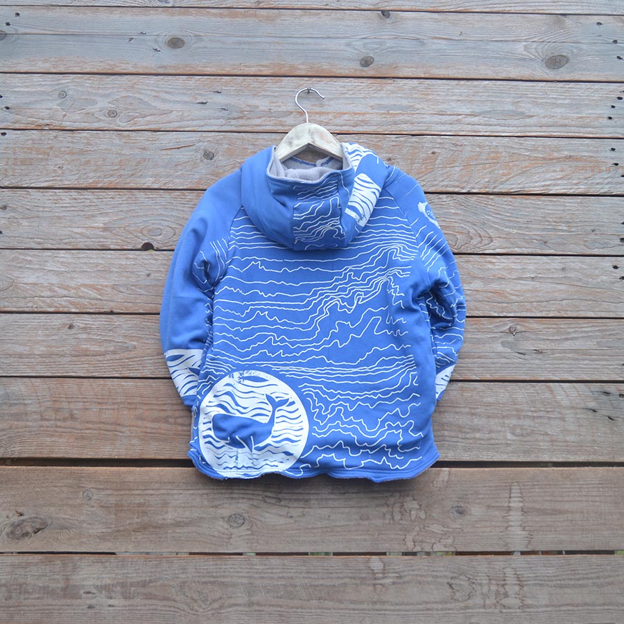 Jersey back Kid's reversible hoody in light grey/royal