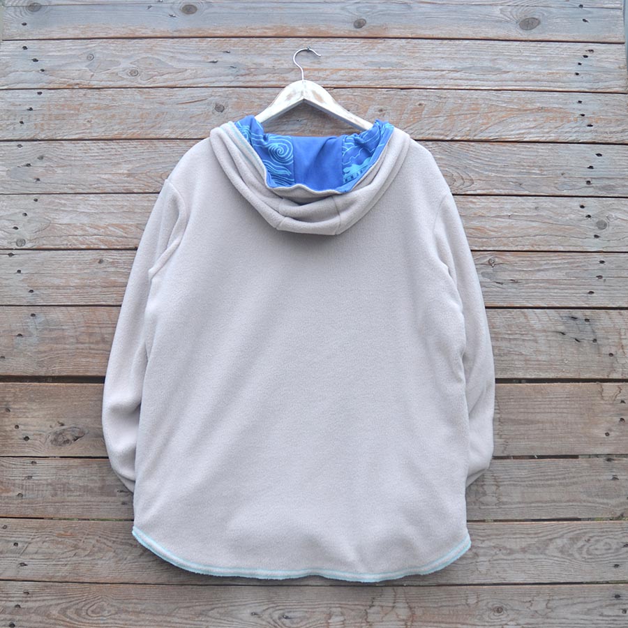 Fleece back Men's reversible hoody in natural/royal