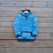 Kid's reversible hoody in plum/turquoise