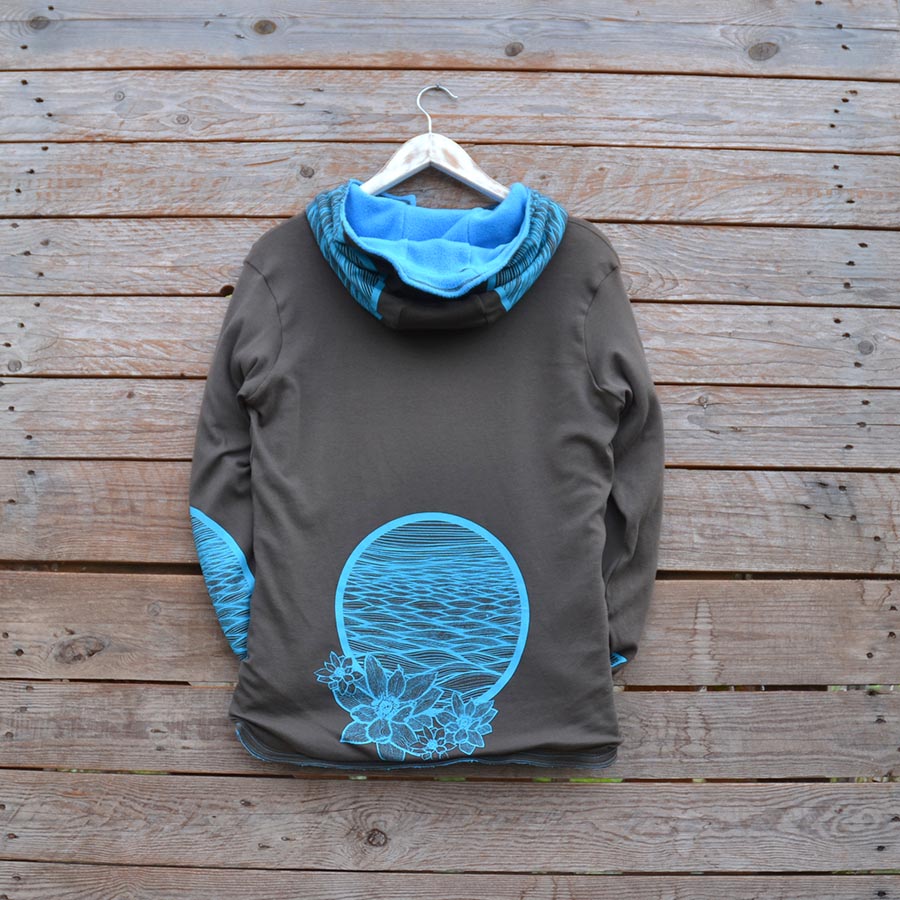 Jersey back Women's reversible in turquoise/mocha