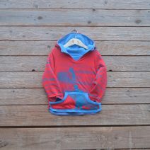 Kid's reversible hoody in turquoise/red