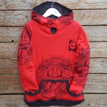 Kid's reversible hoody in dark grey-red