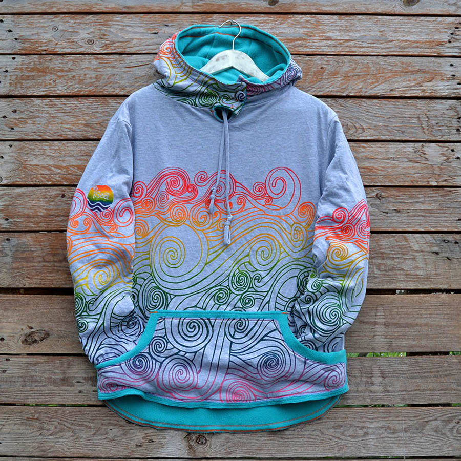 Marl grey/jade reversible hoody in marl grey/jade