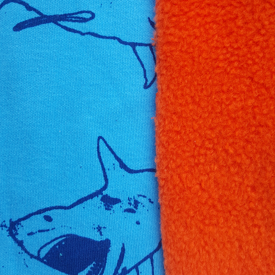 Orange - turquoise Kid's reversible hoody in Orange-turquoise, shark print