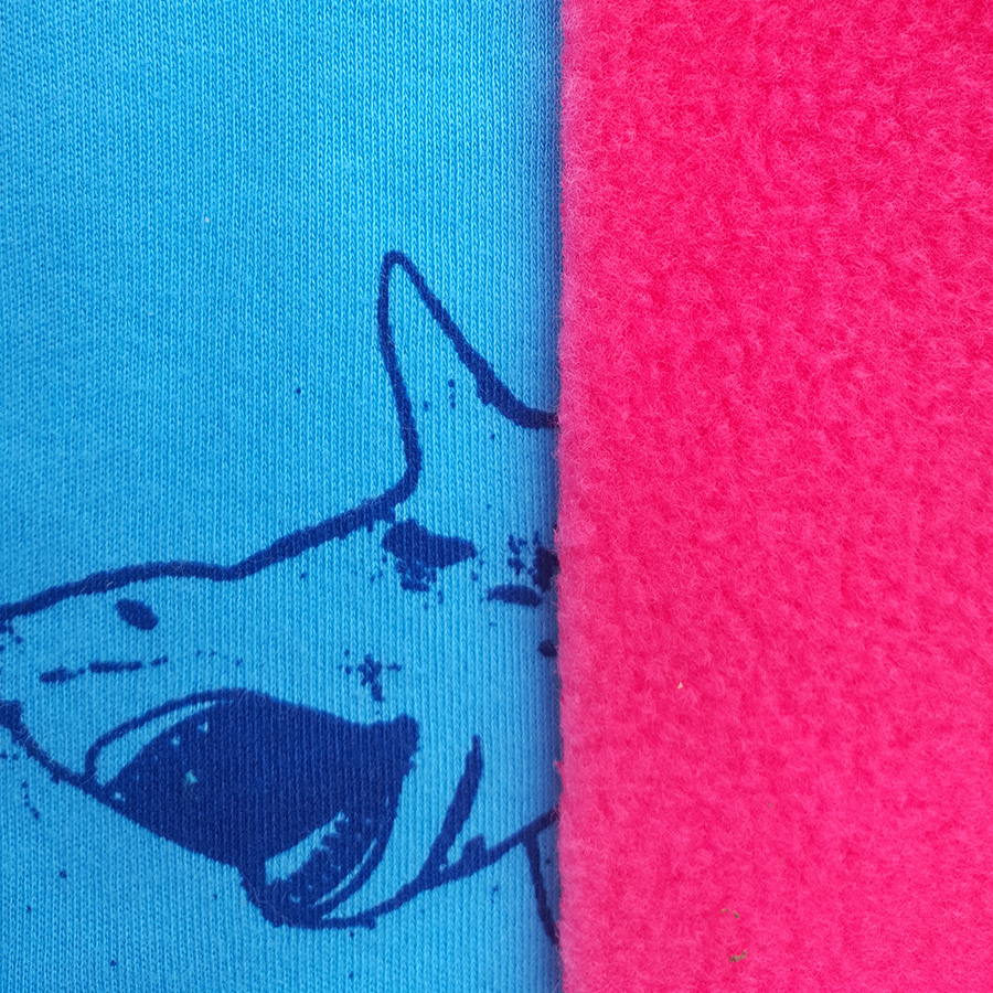Pink - Turquoise Kid's reversible hoody in pink-turquoise, shark print