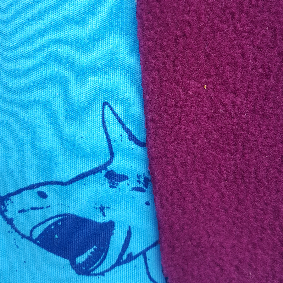 Plum - turquoise Kid's reversible hoody in Plum-turquoise, shark print