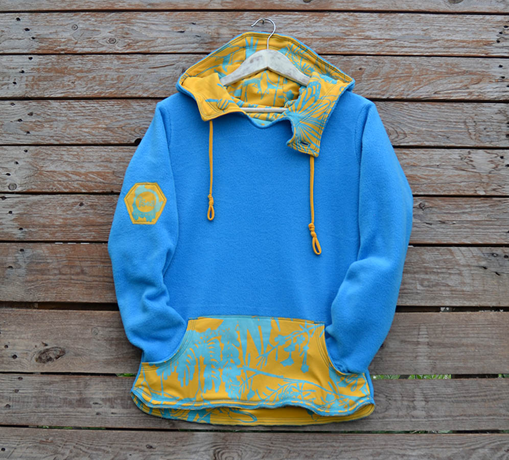 Turquoise/amber Women's reversible hoody in turquoise/amber