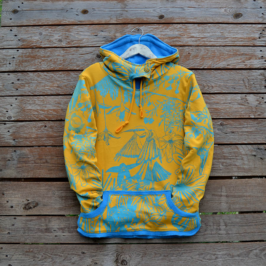 Turquoise/amber Women's reversible hoody in turquoise/amber