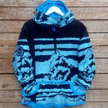 Men's reversible hoody in black/turquoise