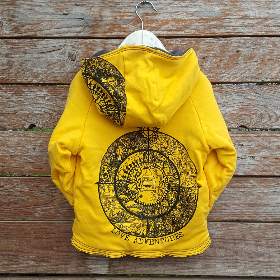 Kid's reversible hoody in dark grey/amber Kid's reversible hoody in dark grey/amber