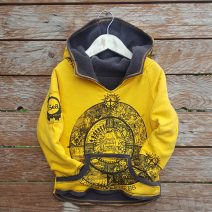 Kid's reversible hoody in dark grey/amber