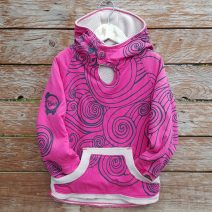 Kid's reversible hoody in natural/cerise
