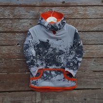 Kid's reversible hoody in orange/light grey - front