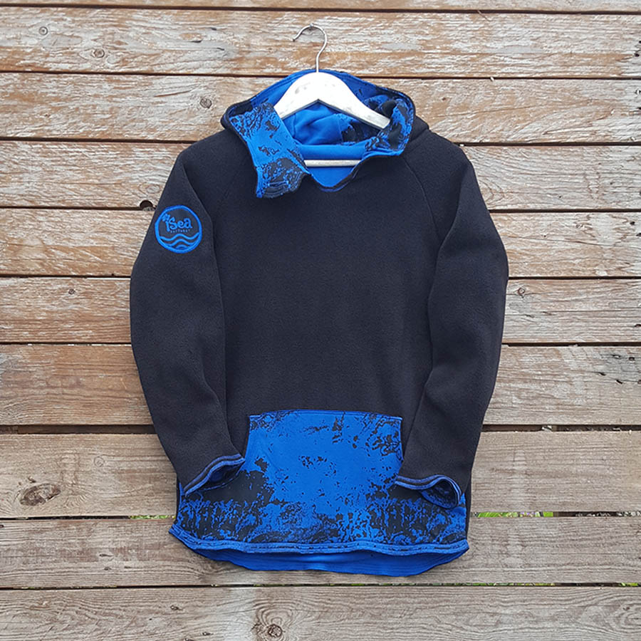 Kid's reversible hoody in black/royal - Fleece front Kid's reversible hoody in black/royal - fleece front