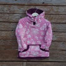 Kid's reversible hoody in plum/candy - front