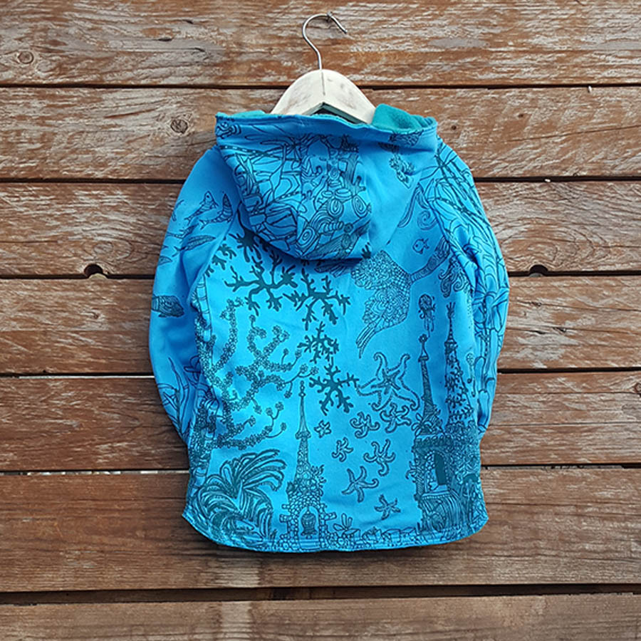 Kid's reversible hoody in jade/turquoise - Back Kid's reversible hoody in jade/turquoise - back