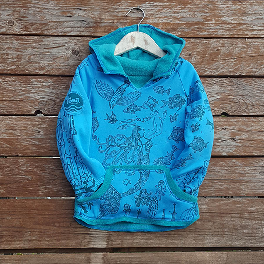 Kid's reversible hoody in jade/turquoise - Front Kid's reversible hoody in jade/turquoise - front