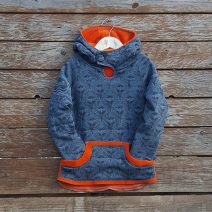 Kid's reversible hoody in orange/dark grey - front