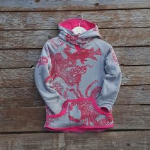 Kid's reversible hoody in sugar pink/light grey - front