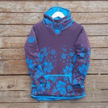 Kid's reversible hoody in turquoise/plum
