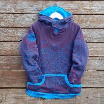 Kid's reversible hoody in turquoise/plum - front