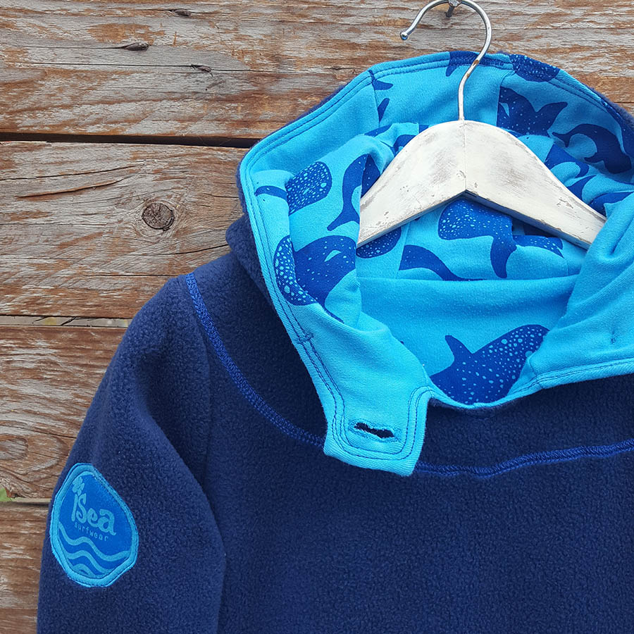 Girl's fleece hoody dress in petrol/turquoise Girl's fleece hoody dress in petrol/turquoise