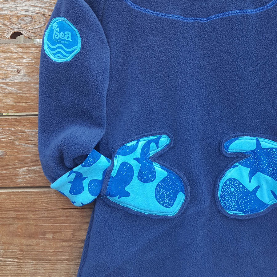 Girl's fleece hoody dress in petrol/turquoise Girl's fleece hoody dress in petrol/turquoise