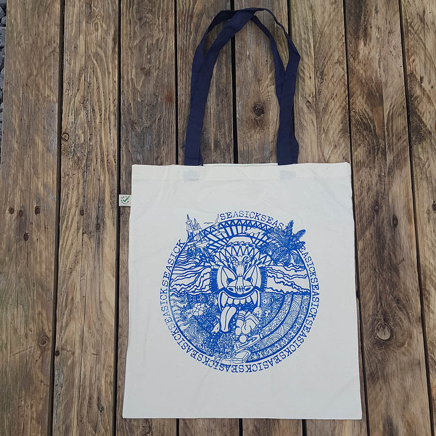 Organic cotton shopper bag with sea sick print Organic cotton shopper bag with sea sick print