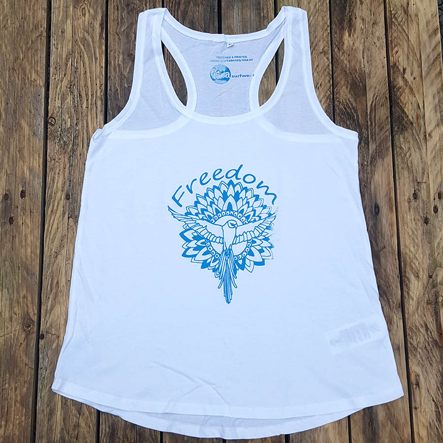 Women's organic vest in white - Freedom Women's organic vest in white - Freedom