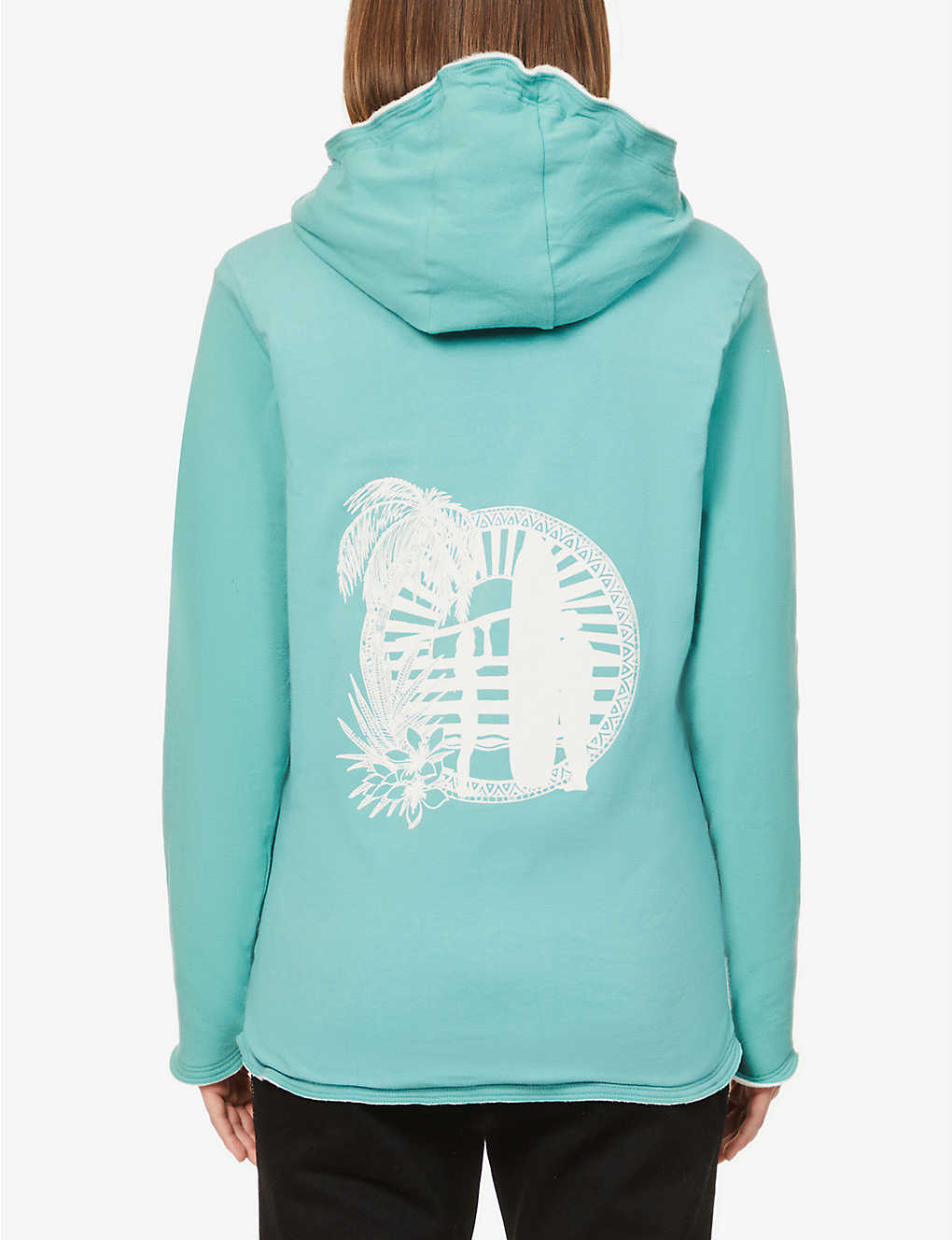 Reversible graphic-print stretch organic-cotton hoody