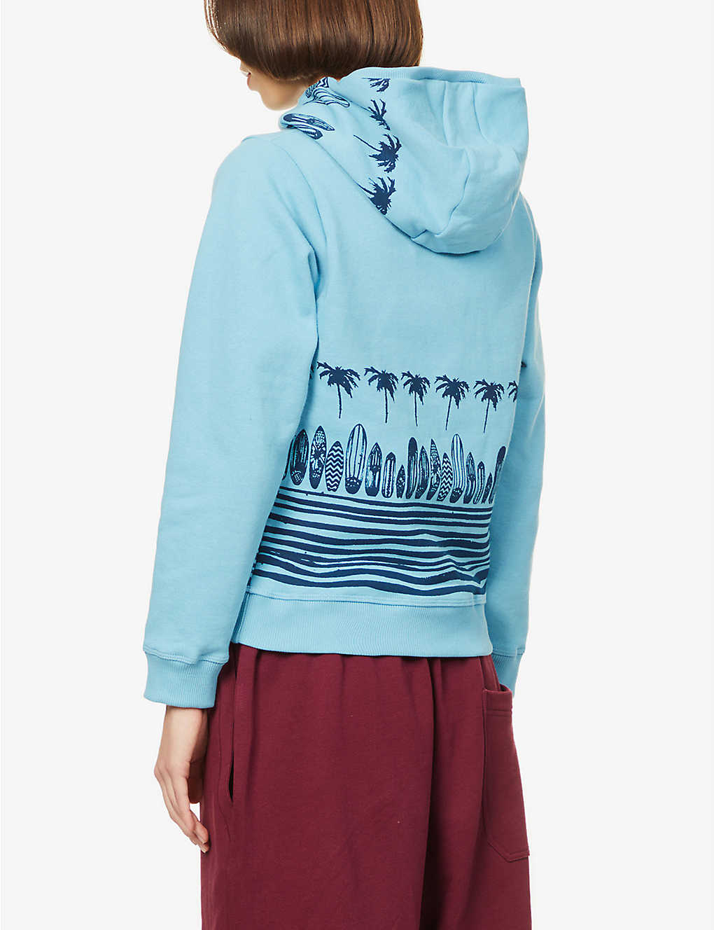 Palm tree-print organic-cotton hoody